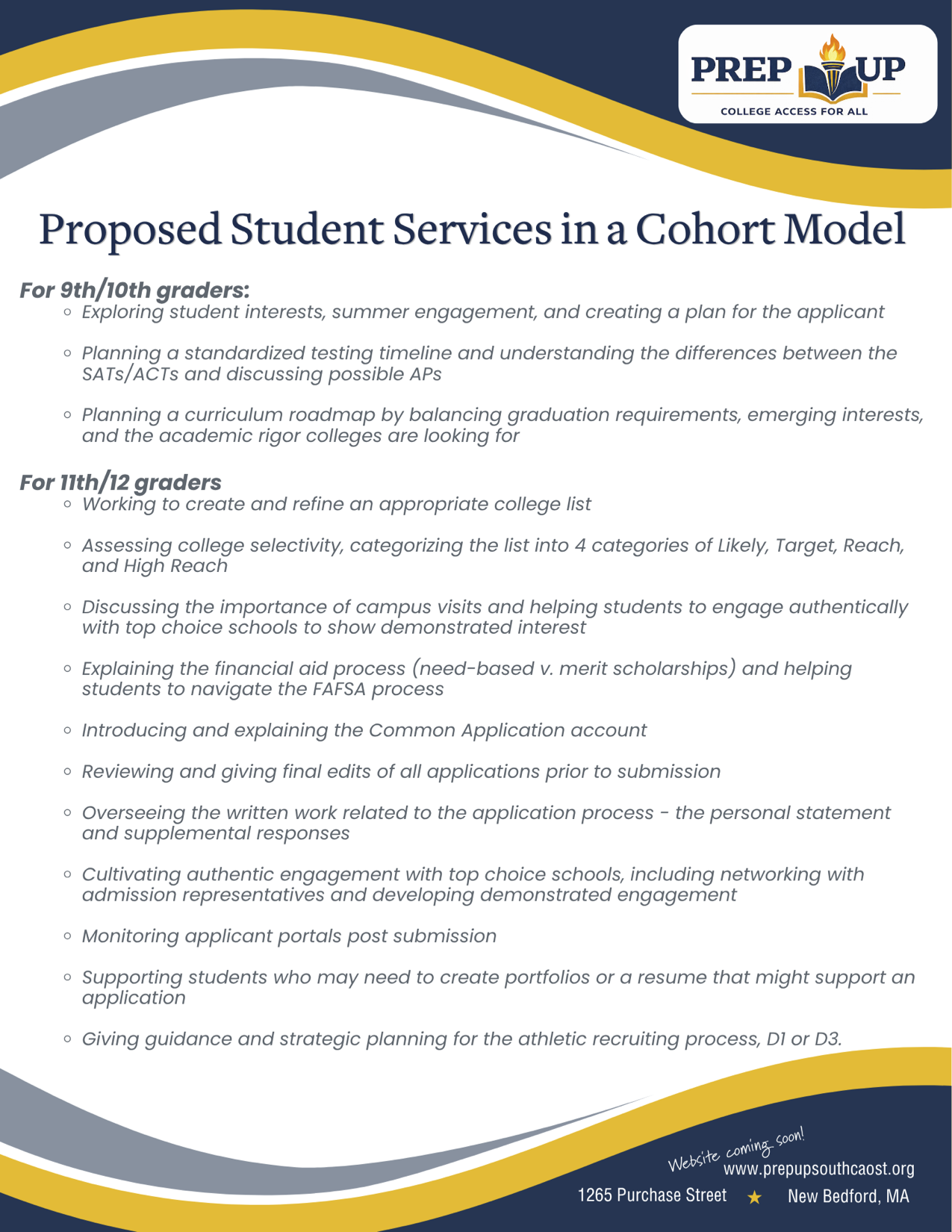 Proposed Student Services in a Cohort Model — first page preview